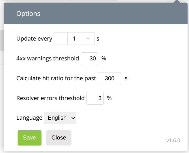 Console Light – "Settings" widget